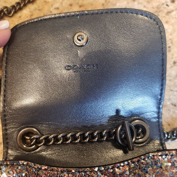 Coach North/South Phone Crossbody Rainbow Navy Blue Glitter Limited Edition - Picture 9 of 16